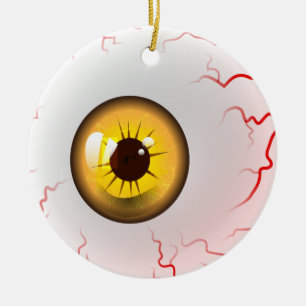 Adorno De Cerámica ¡Feliz Halloween! Espeluznante Ojo Amarillo