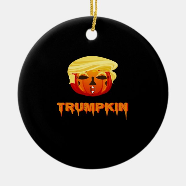 Adorno De Cerámica Feliz Halloween - Trumpkin Classic (Frente)