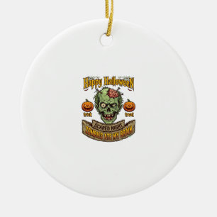 Adorno De Cerámica Feliz Halloween Zombies Comieron Cerebro Cabeza de
