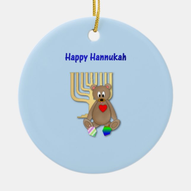 Adorno De Cerámica Feliz Hannukah (Frente)