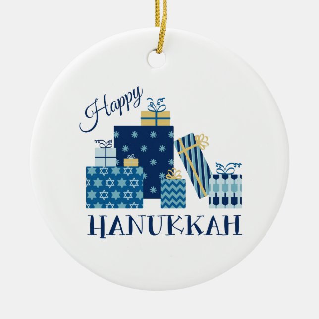 Adorno De Cerámica Feliz Hanukkah (Frente)