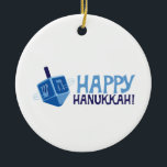 Adorno De Cerámica Feliz Hanukkah<br><div class="desc">Celebra Hanukkah con este Dreidel giratorio.</div>