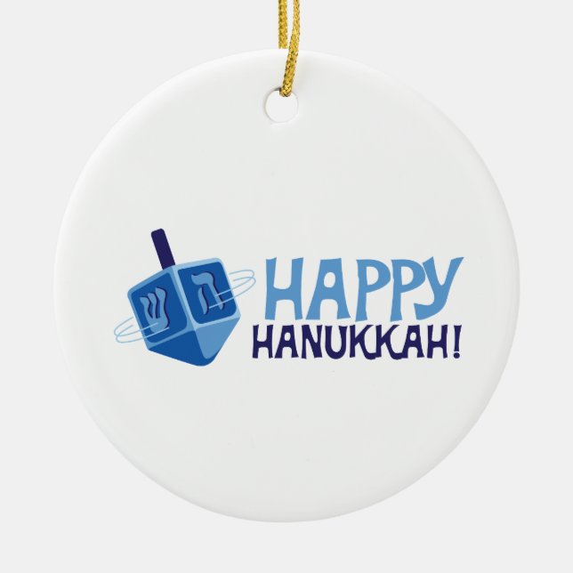 Adorno De Cerámica Feliz Hanukkah (Frente)