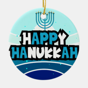 Adorno De Cerámica Feliz Hanukkah - Festival de las Luces