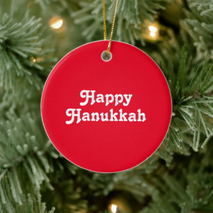 Adorno De Cerámica "Feliz Hanukkah" fiesta de vacaciones rojas y blan