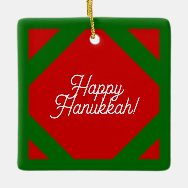 Adorno De Cerámica feliz Hanukkah Ornament (Anverso)