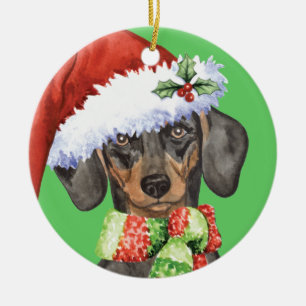 Adorno De Cerámica Feliz Howlidays Dachshund