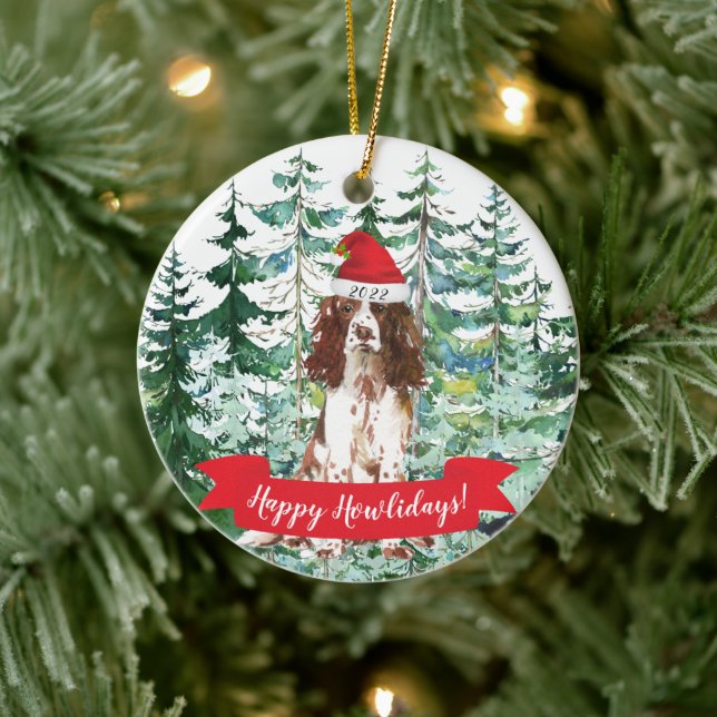 Adorno De Cerámica Feliz Howlidays English Springer Spaniel (Árbol)