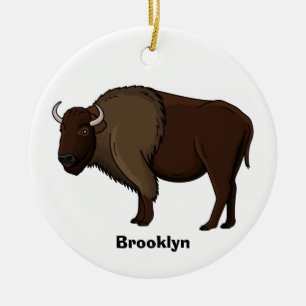 Adorno De Cerámica Feliz ilustracion de búfalo de bisonte americano