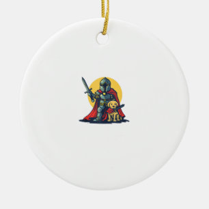 Adorno De Cerámica Feliz Knight con perro para adultos y niños divert