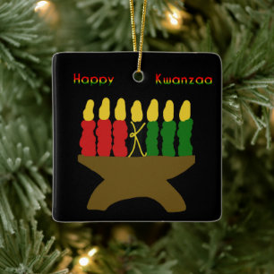 Adorno De Cerámica Feliz Kwanzaa Kinara