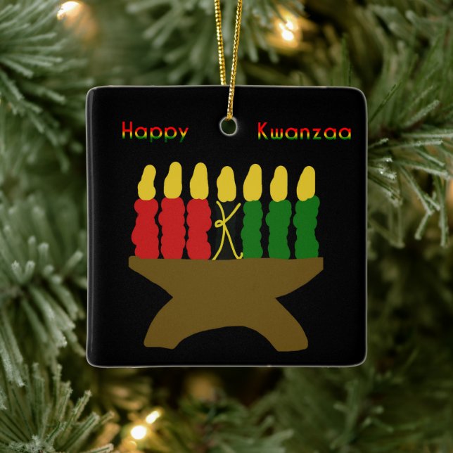 Adorno De Cerámica Feliz Kwanzaa Kinara (Árbol)