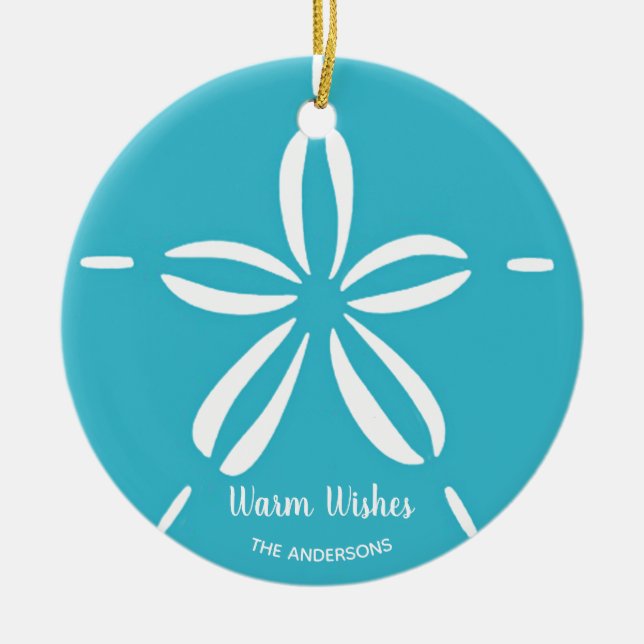 Adorno De Cerámica Feliz mar | Navidades Tropical Beach Seashell (Frente)