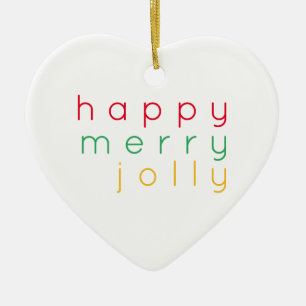 Adorno De Cerámica FELIZ MERRY JOLLY Ceramic Heart Ornament