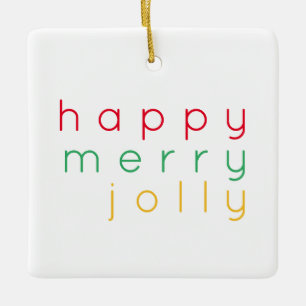 Adorno De Cerámica FELIZ MERRY JOLLY Ceramic Square Ornament