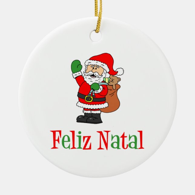 Adorno De Cerámica Feliz Natal Navidades portugueses Santa (Frente)