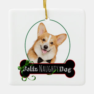 Adorno De Cerámica Feliz Naughty Corgi