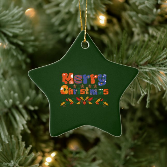 Adorno De Cerámica Feliz Navidad (Árbol)