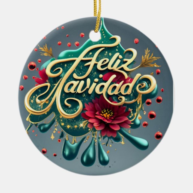 Adorno De Cerámica Feliz Navidad (Frente)