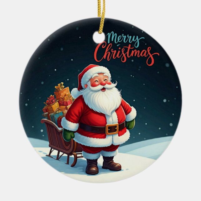 Adorno De Cerámica Feliz Navidad (Frente)