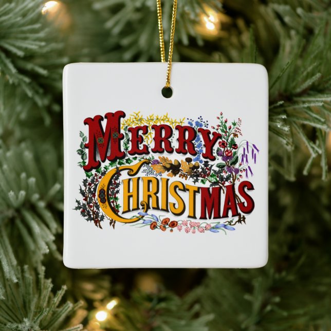 Adorno De Cerámica Feliz Navidad 1876 de doble cara (Árbol)