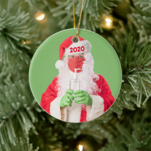 Adorno De Cerámica Feliz Navidad 2020 Santa Hand Sanitizer TP