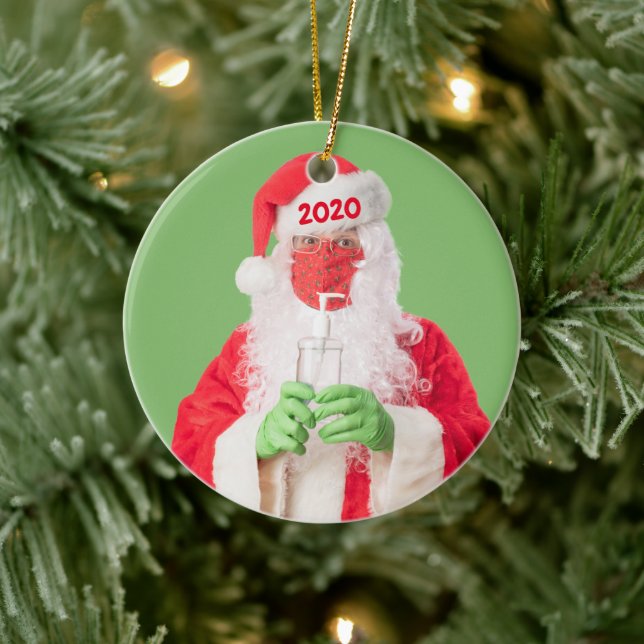 Adorno De Cerámica Feliz Navidad 2020 Santa Hand Sanitizer TP (Árbol)