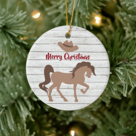 Adorno De Cerámica Feliz Navidad a Gorra de Caballo y Vaquero