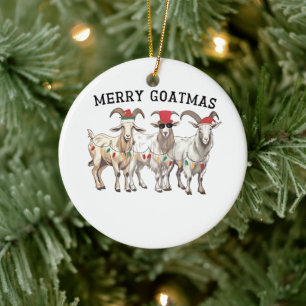 Adorno De Cerámica Feliz Navidad a los animales de Goatmas