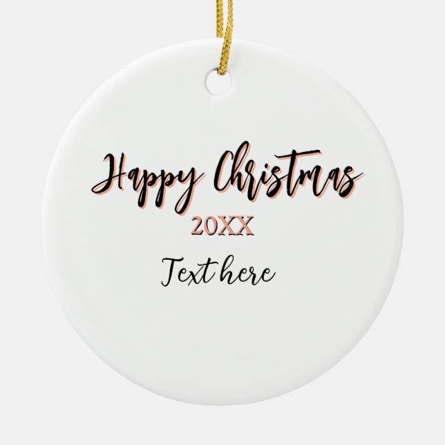 Adorno De Cerámica Feliz Navidad a los detalles del año negro holi (Frente)