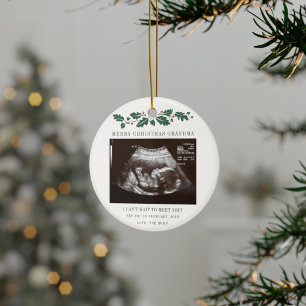 Adorno De Cerámica Feliz Navidad Abuela Bebé Ultrasonido