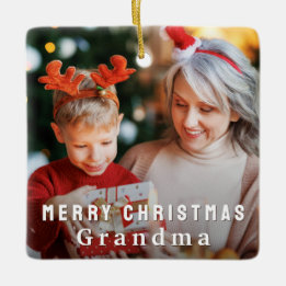 Adorno De Cerámica Feliz Navidad Abuela Foto Personalizada de las Fie