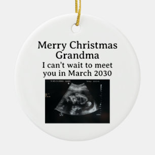 Adorno De Cerámica Feliz Navidad Abuela Ultrasonido Embarazo