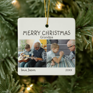 Adorno De Cerámica Feliz Navidad Abuelo Foto Año
