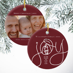 Adorno De Cerámica Feliz Navidad Alegría Natividad Foto de Recuerdo F