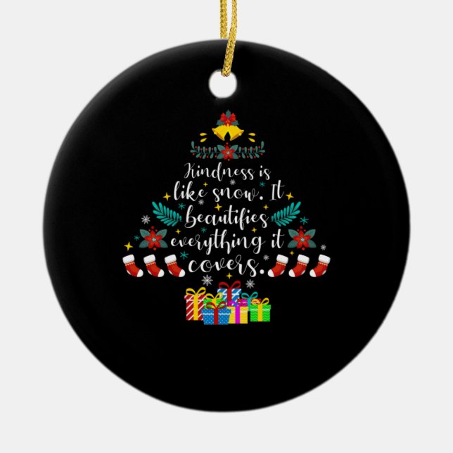 Adorno De Cerámica Feliz Navidad Amabilidad Como Nieve (Frente)