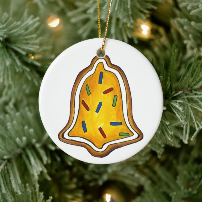 Adorno De Cerámica Feliz Navidad Amarillo Bell Holiday Cocina de Azúc (Árbol)