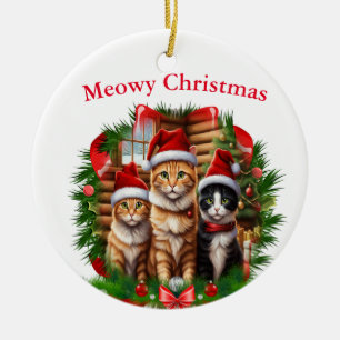 Adorno De Cerámica Feliz Navidad animales