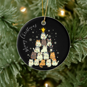 Adorno De Cerámica Feliz Navidad árbol de gato Meowy