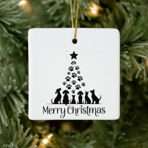 Adorno De Cerámica Feliz Navidad árbol de patas amante de los perros