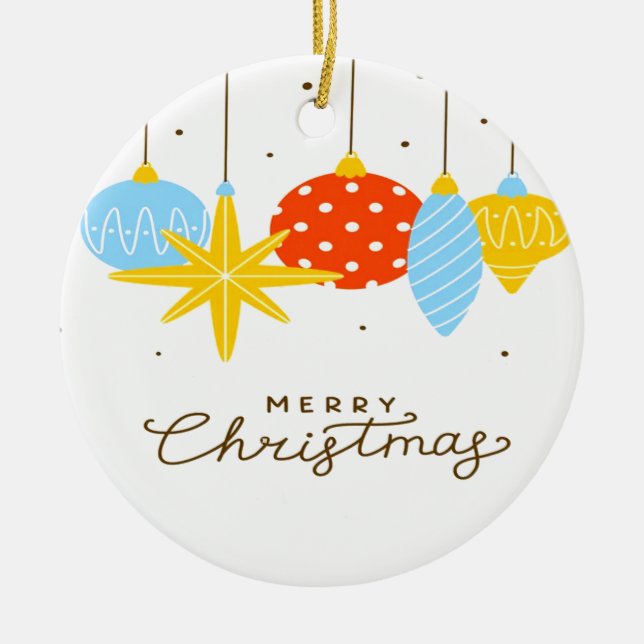 Adorno De Cerámica Feliz Navidad, árboles de café (Frente)