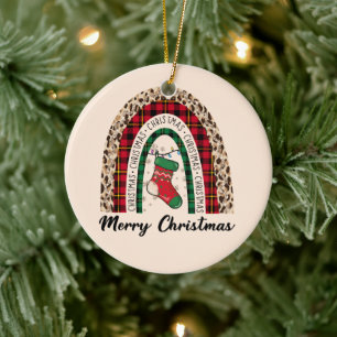 Adorno De Cerámica Feliz Navidad Arcoiris