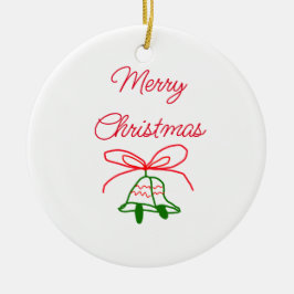 Adorno De Cerámica Feliz Navidad arcos rojos con campanas de jingle v