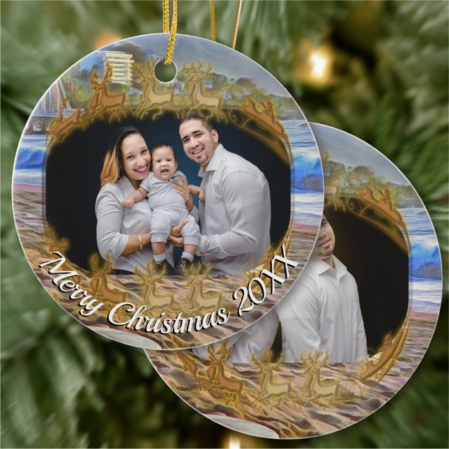 Adorno De Cerámica Feliz Navidad Beach Family 786 (Subido por el creador)