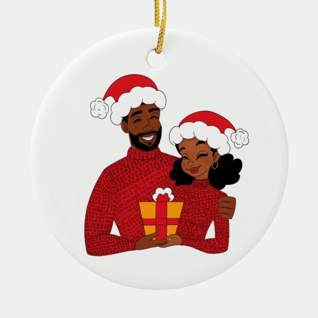 Adorno De Cerámica Feliz Navidad, bebé rojo (Frente)