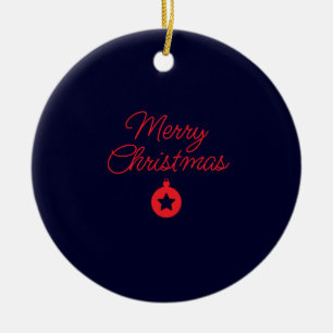 Adorno De Cerámica Feliz Navidad Black Rock Azul Clásico Único