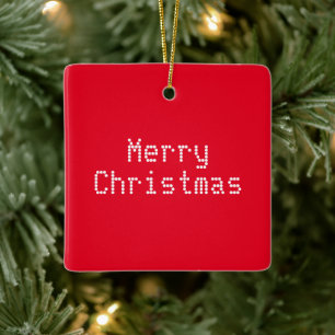 Adorno De Cerámica "Feliz Navidad" blanco rojo