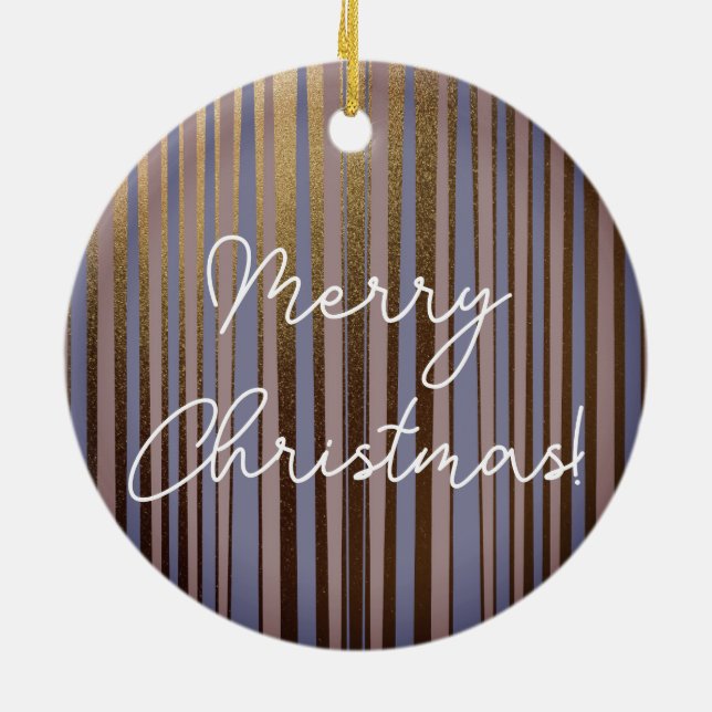 Adorno De Cerámica Feliz Navidad Boho Gold Purpurina Pink Lilac (Atrás)