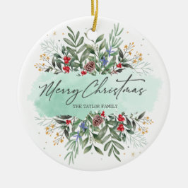 Adorno De Cerámica Feliz Navidad Botánica Floral