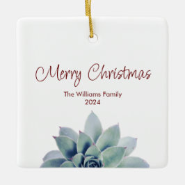 Adorno De Cerámica Feliz Navidad Botánica Suculento
